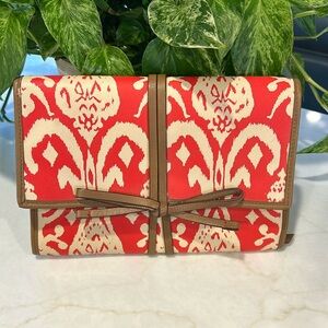 Stella & Dot Jewelry Roll Up Travel Case Red‎ Zipper Pockets Snap Closure